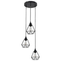 Lampadario con Design Diamante Nero 3 Lampadine E27 281634