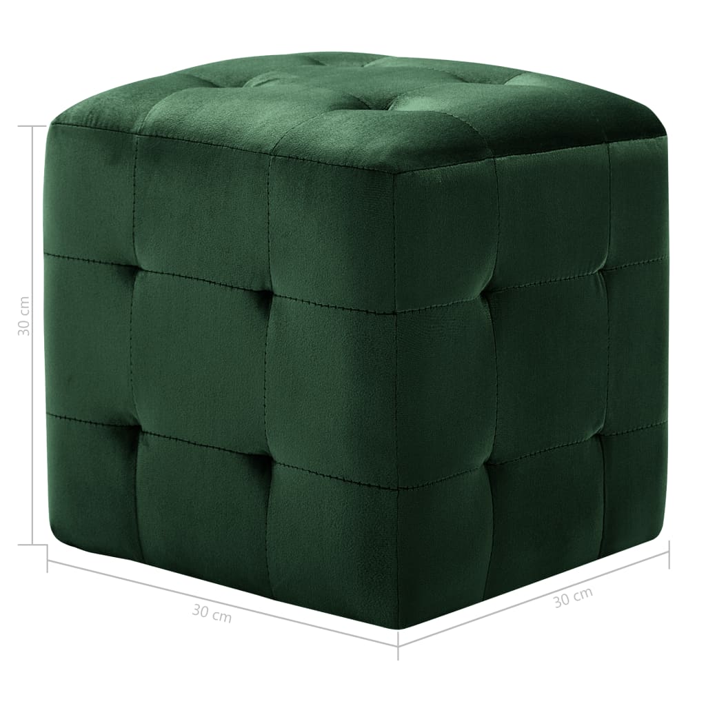 Comodini 2 pz Verde 30x30x30 cm in Tessuto Vellutato 249019