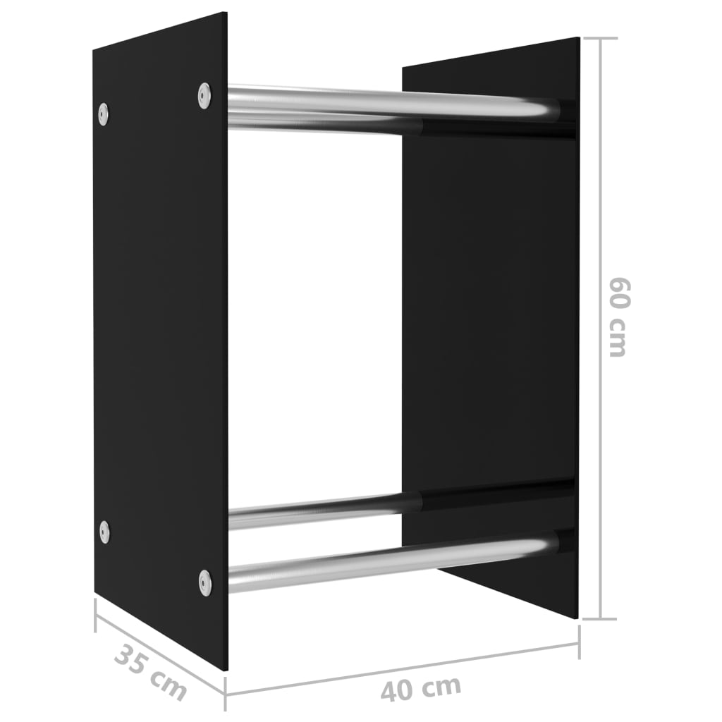 Porta Legna Nero 40x35x60 cm in Vetro cod mxl 15977