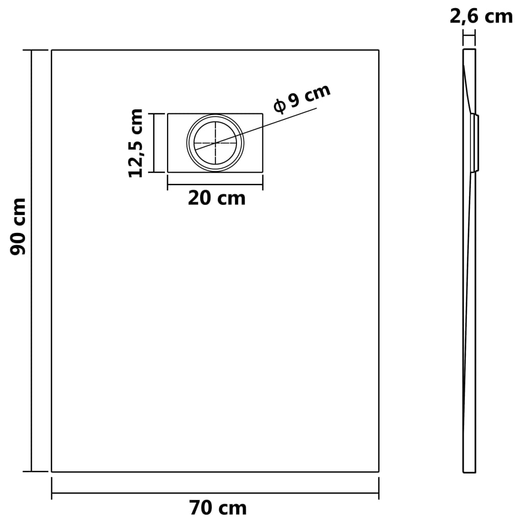 Piatto Doccia in SMC Nero 90x70 cm 144777