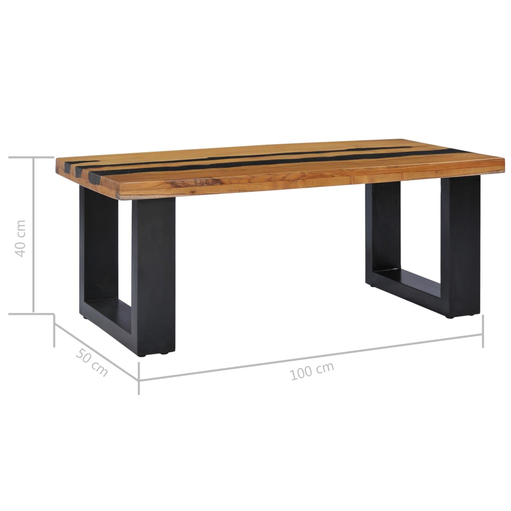 Tavolino da Caffè 100x50x40 cm in Massello Teak e Pietra Lavica cod mxl 19032