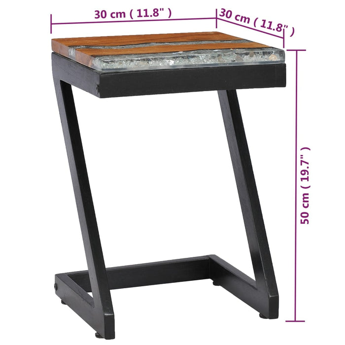 Tavolino da Caffè 30x30x50 cm Legno Massello Teak e Poliresina cod mxl 17447