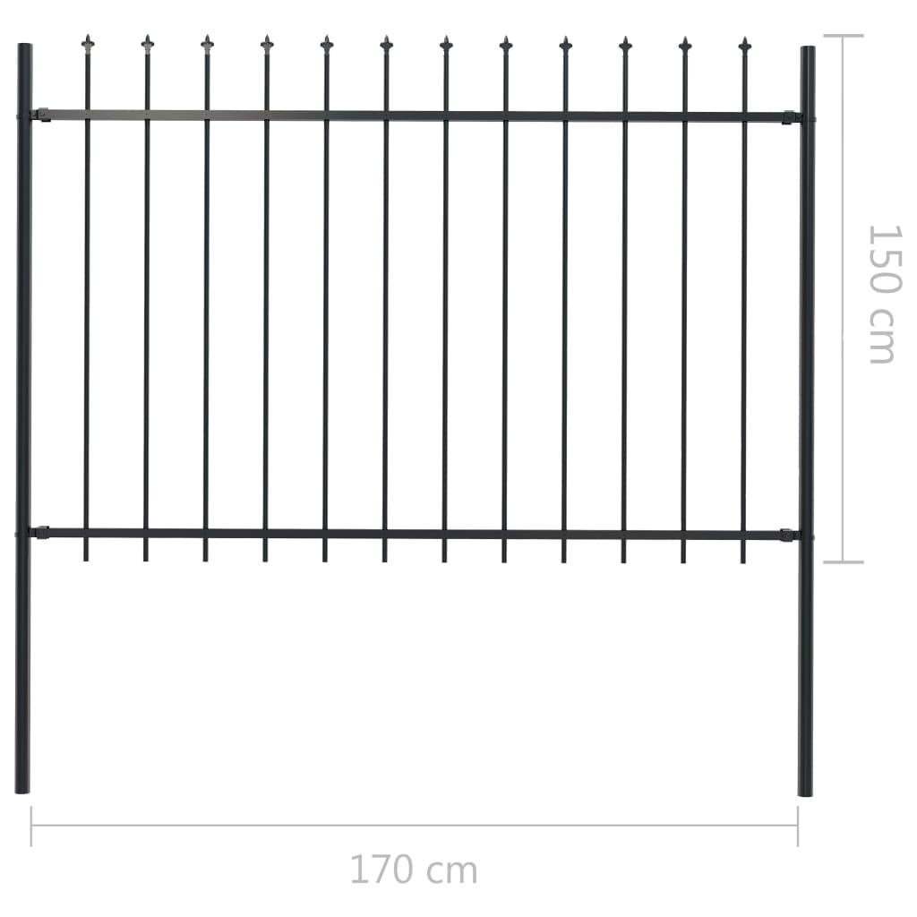 Recinzione Giardino con Punta a Lancia in Acciaio 1,7x1,5m Nera cod mxl 9373