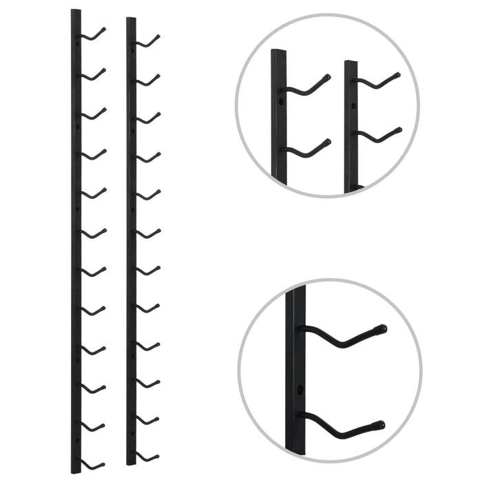 Portavini da Parete per 12 Bottiglie Nero in Ferro 282466