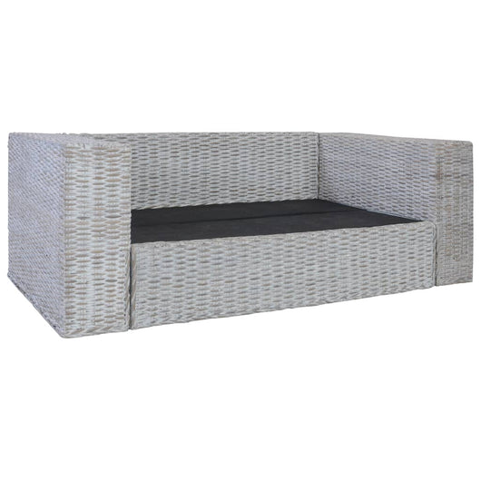 Divano a 2 Posti con Cuscini Grigio in Rattan Naturale cod mxl 19143