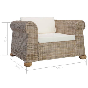 Poltrona con Cuscini in Rattan Naturale 283072