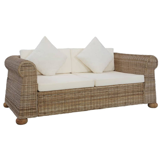 Divano a 2 Posti con Cuscini in Rattan Naturale cod mxl 9992