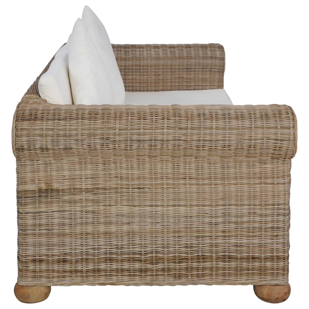 Divano a 2 Posti con Cuscini in Rattan Naturale cod mxl 9992