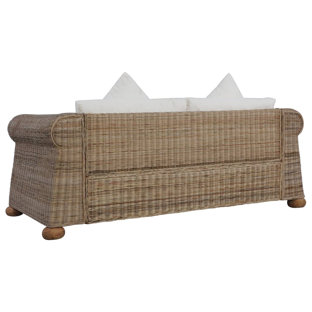 Divano a 2 Posti con Cuscini in Rattan Naturale cod mxl 9992