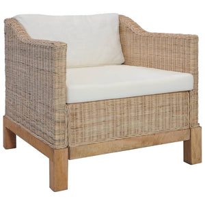 Poltrona con Cuscini in Rattan Naturale 283075