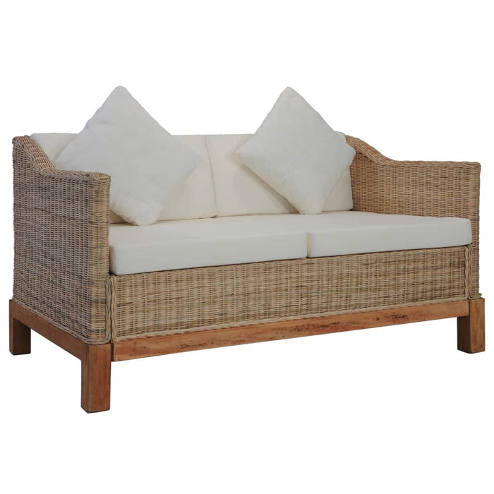 Divano a 2 Posti con Cuscini in Rattan Naturale cod mxl 6265