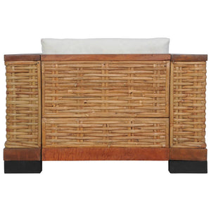 Poltrona con Cuscini in Rattan Naturale Marrone