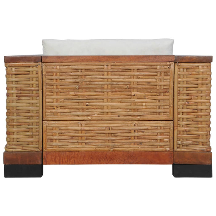 Poltrona con Cuscini in Rattan Naturale Marrone