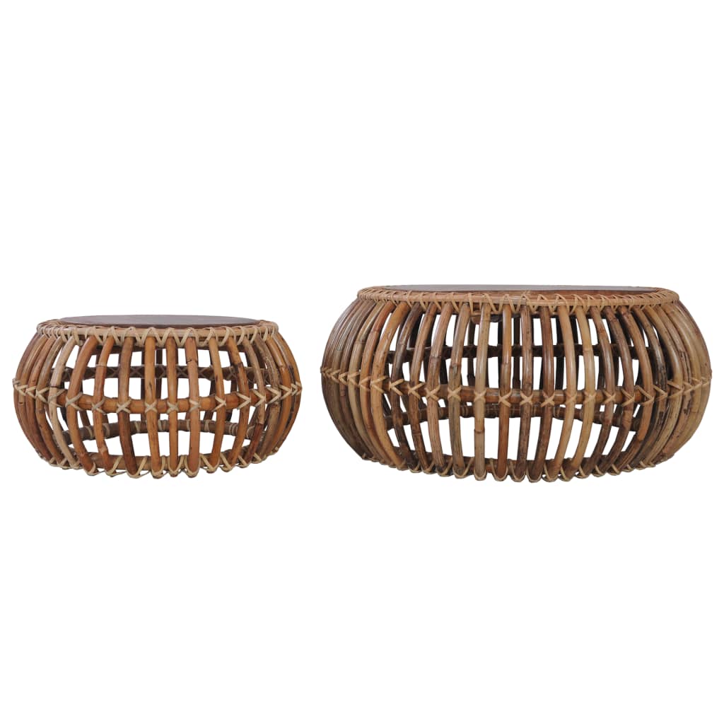 Tavolini da Caffè 2 pz in Rattan Naturale cod mxl 11574