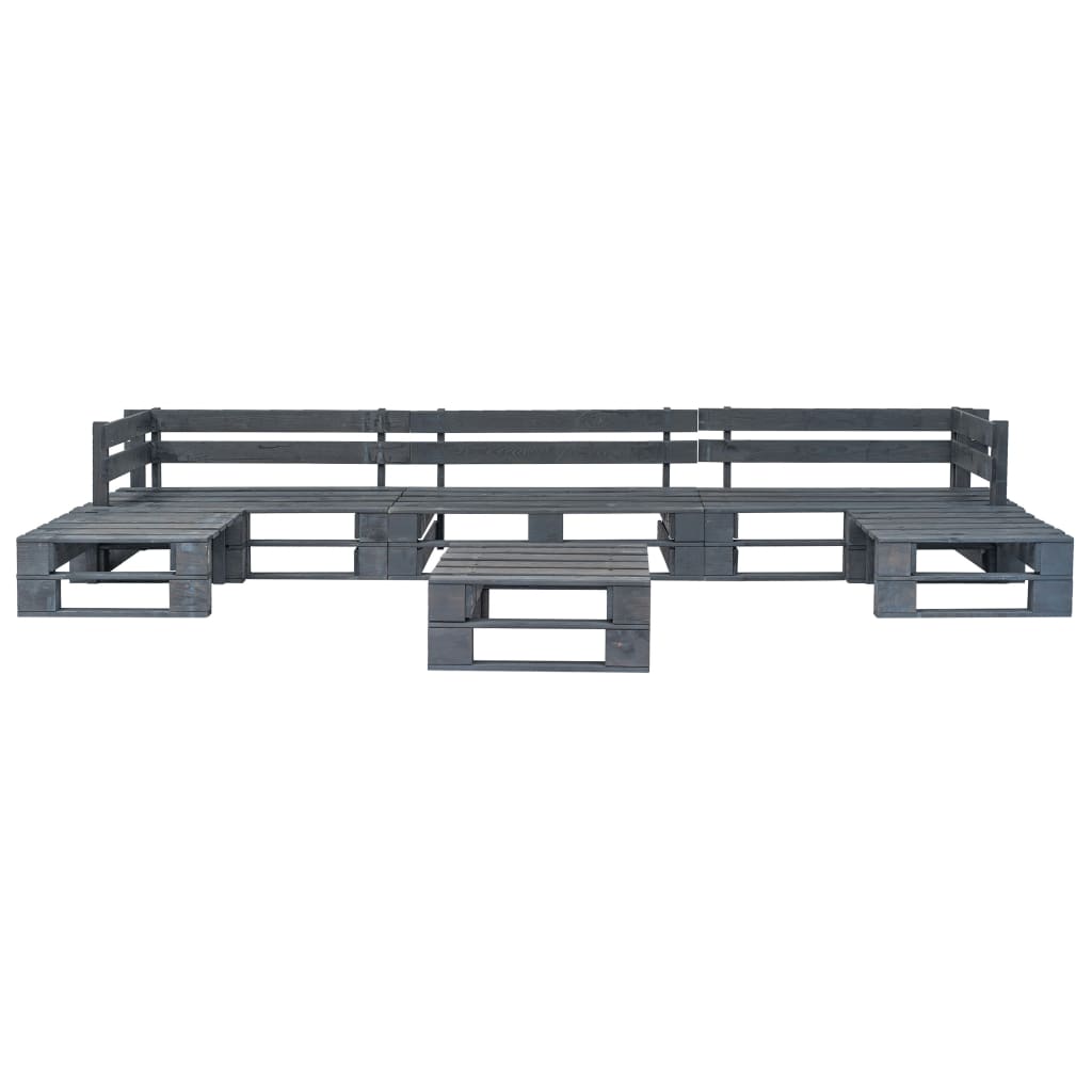 Set Divani da Giardino con Pallet 6 pz in Legno Grigio cod mxl 49917