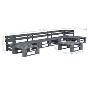 Set Divani da Giardino con Pallet 6 pz in Legno Grigio cod mxl 49917