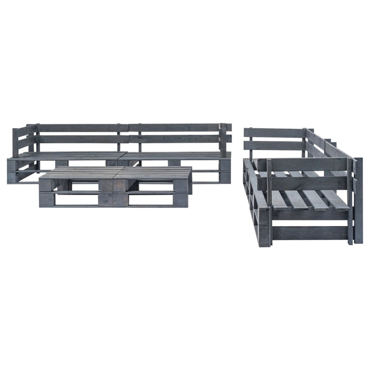 Set Divani da Giardino con Pallet 6 pz in Legno Grigio cod mxl 52647