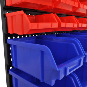 Contenitore Plastica per Garage da Parete Set 30 pz Blu e Rosso cod mxl 76257