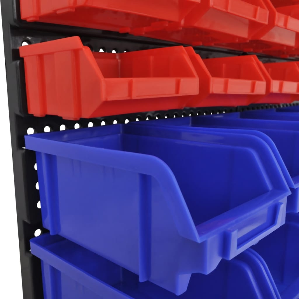 Contenitore Plastica per Garage da Parete Set 30 pz Blu e Rosso 140761