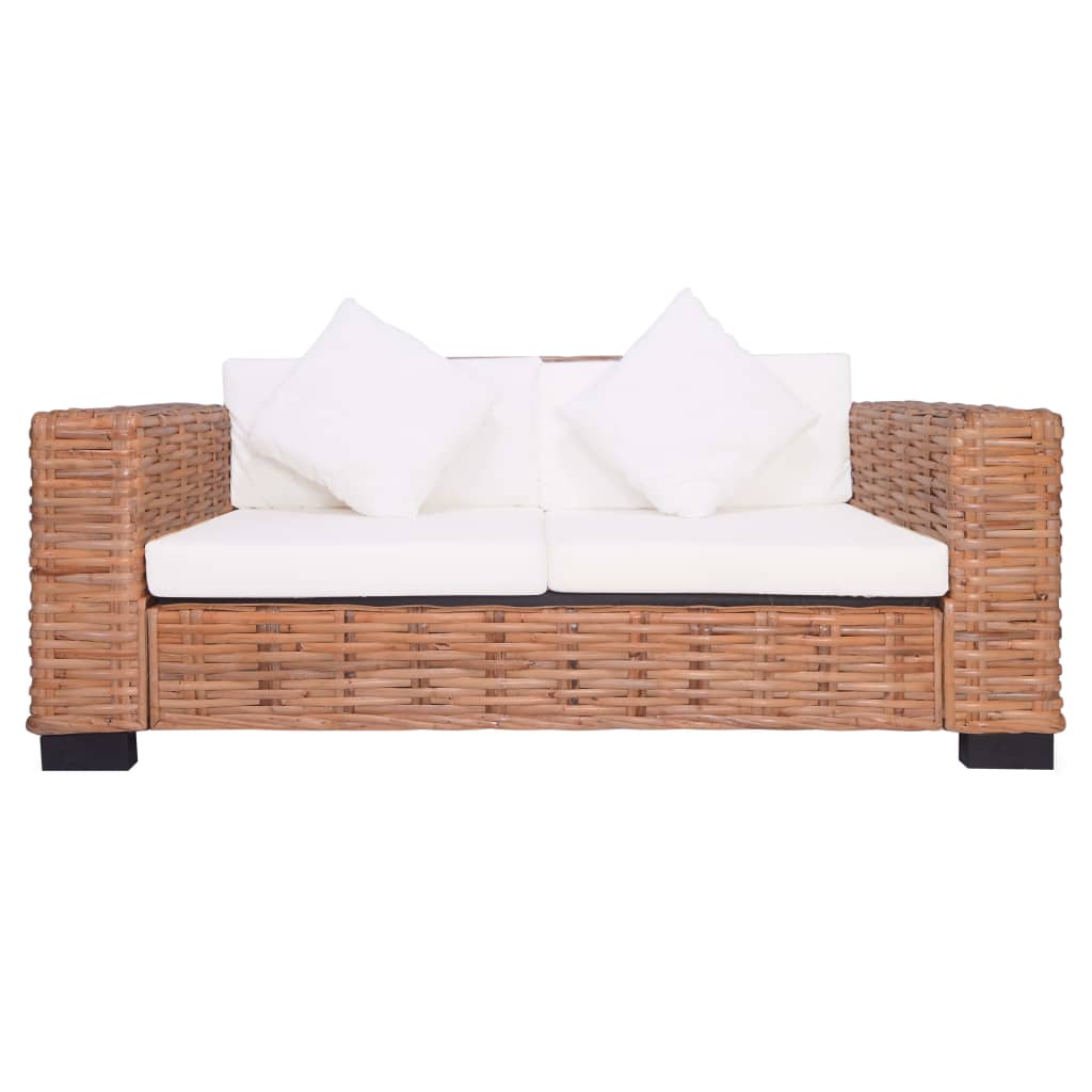 Set di Divani da Giardino con Cuscini 2 pz in Rattan Naturale cod mxl 119243