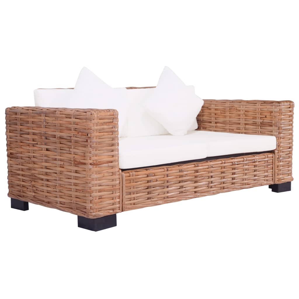 Set di Divani da Giardino con Cuscini 2 pz in Rattan Naturale cod mxl 119243