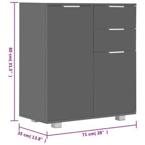 Credenza con Finitura Lucida Grigia 71x35x76 cm in Truciolato cod mxl 22526