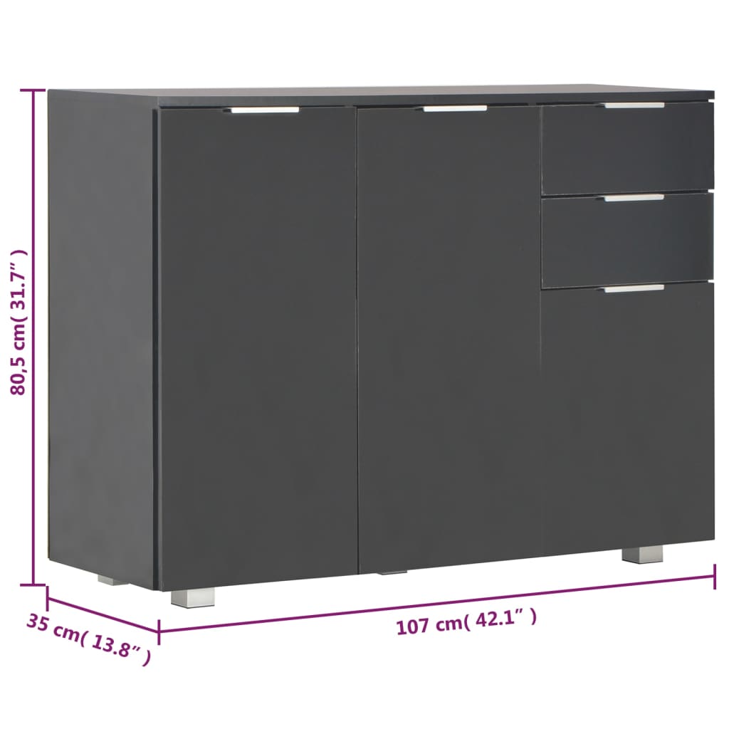 Credenza Nero Lucido 107x35x80,5 cm cod mxl 11573