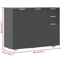 Credenza Nero Lucido 107x35x80,5 cm 283719