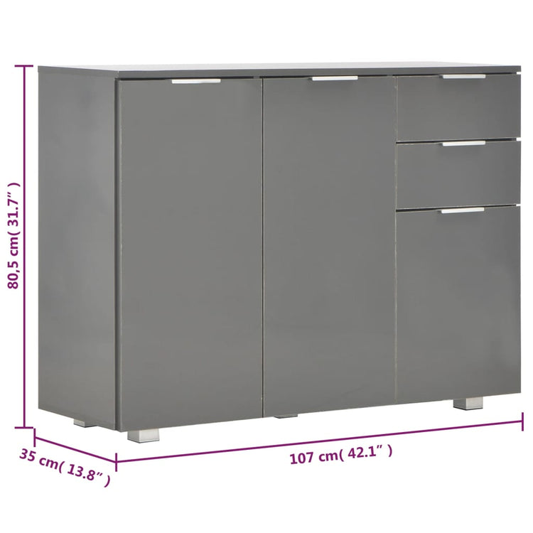 Credenza Grigio Lucido 107x35x80,5 cm cod mxl 10256