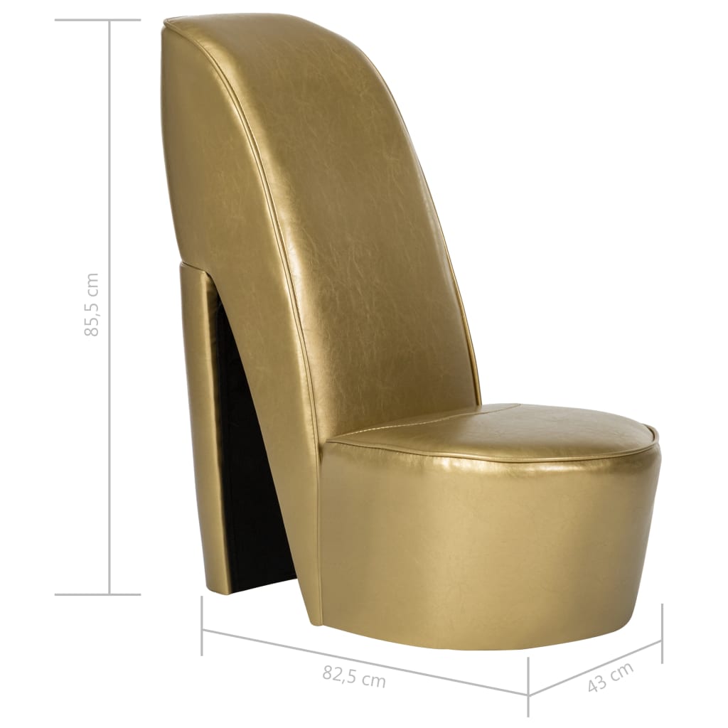 Poltrona a Forma di Scarpa con Tacco in Similpelle Oro 248650