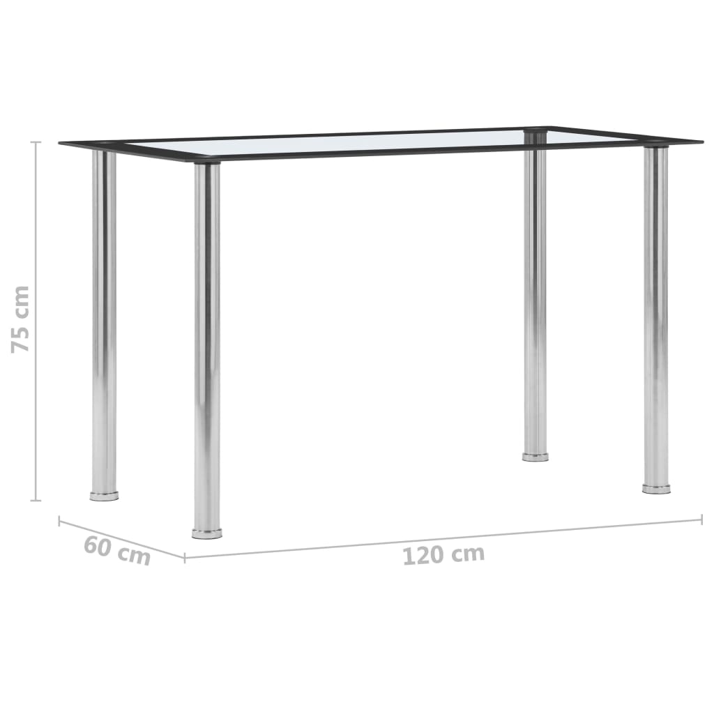 Tavolo da Pranzo Nero e Trasparente 120x60x75cm Vetro Temperato 281851