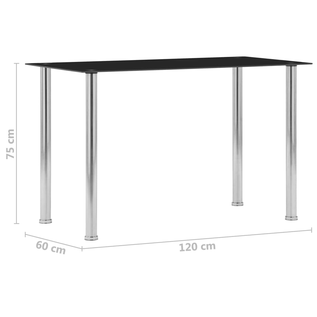 Tavolo da Pranzo Nero 120x60x75 cm in Vetro Temperato 281852