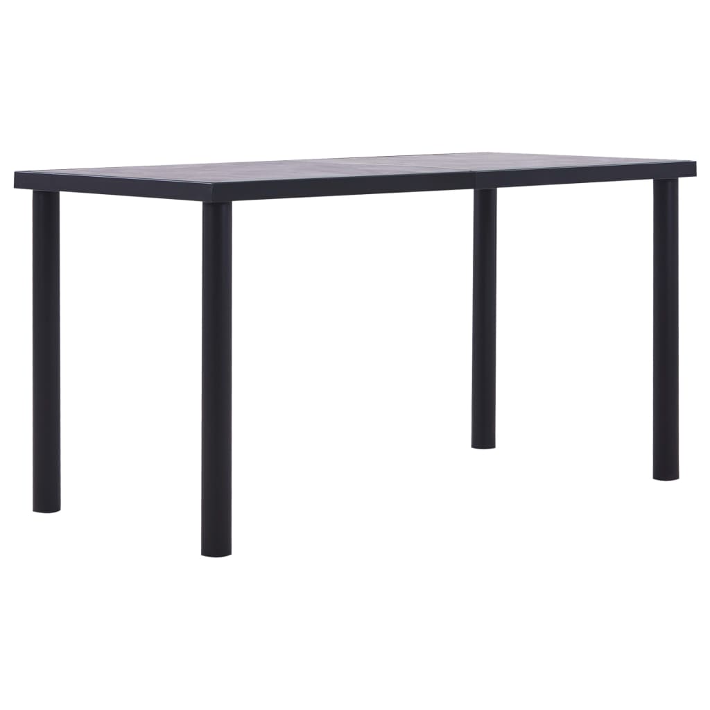 Tavolo da Pranzo Nero e Grigio Cemento 140x70x75 cm in MDF 281858