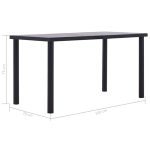 Tavolo da Pranzo Nero e Grigio Cemento 140x70x75 cm in MDF 281858