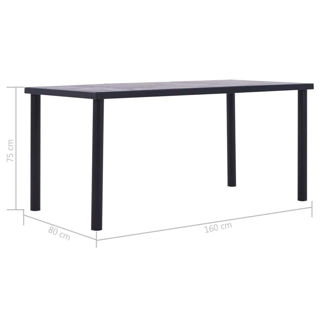 Tavolo da Pranzo Nero e Grigio Cemento 160x80x75 cm in MDF cod mxl 67623