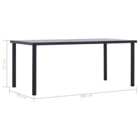 Tavolo da Pranzo Nero e Grigio Cemento 180x90x75 cm in MDF 281860