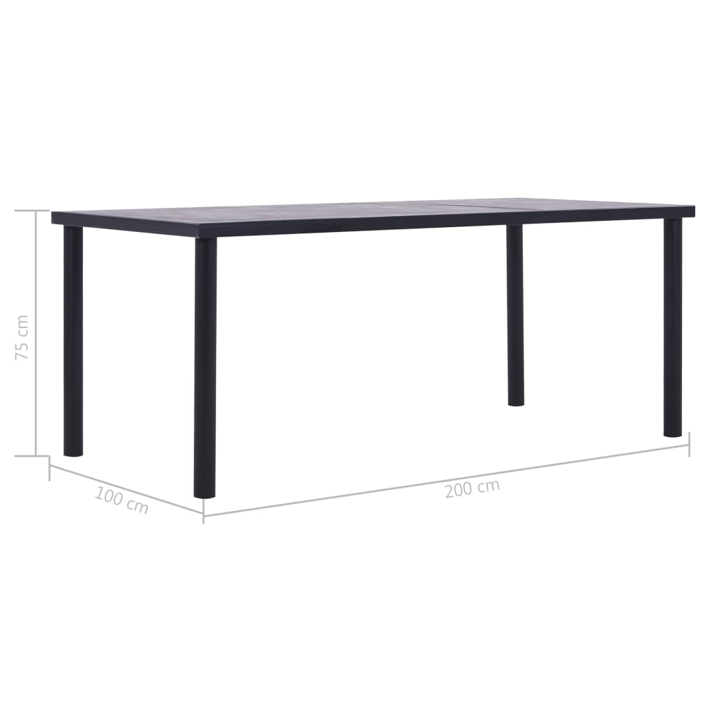 Tavolo da Pranzo Nero e Grigio Cemento 200x100x75 cm in MDF cod mxl 71362