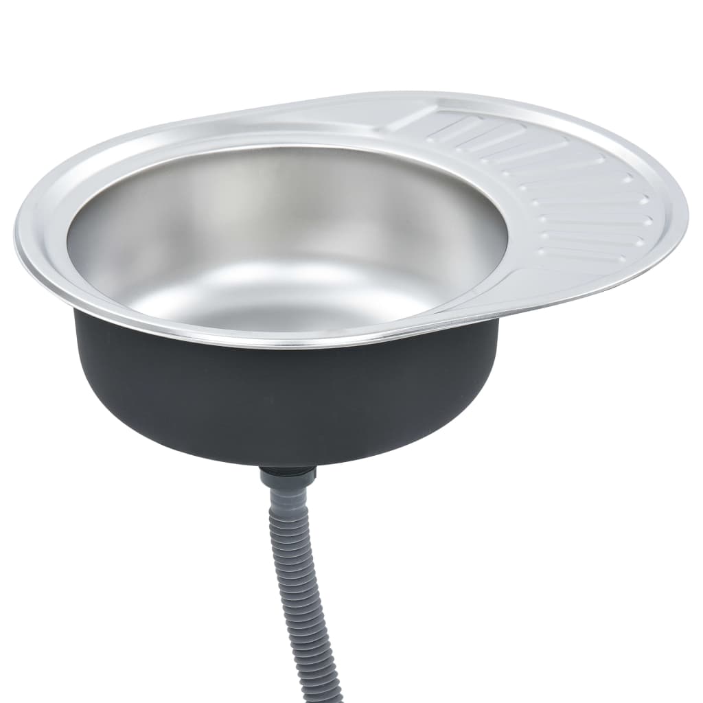 Lavello da Cucina con Filtro e Sifone Ovale in Acciaio Inox cod mxl 49042