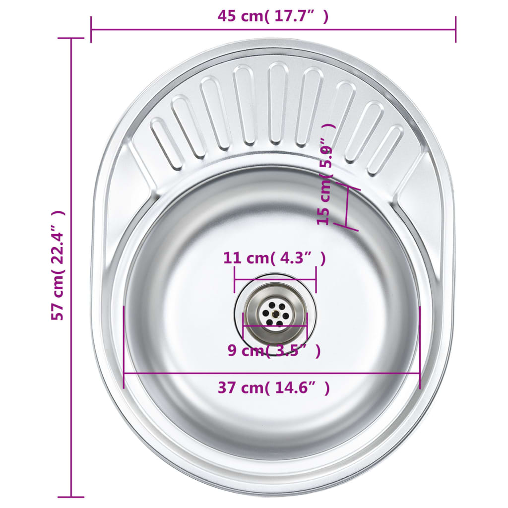 Lavello da Cucina con Filtro e Sifone Ovale in Acciaio Inox cod mxl 49042