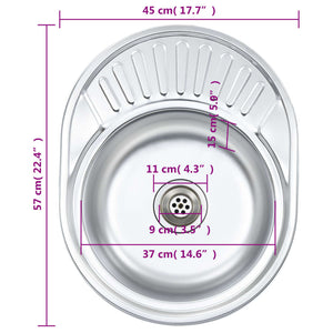 Lavello da Cucina con Filtro e Sifone Ovale in Acciaio Inox cod mxl 49042