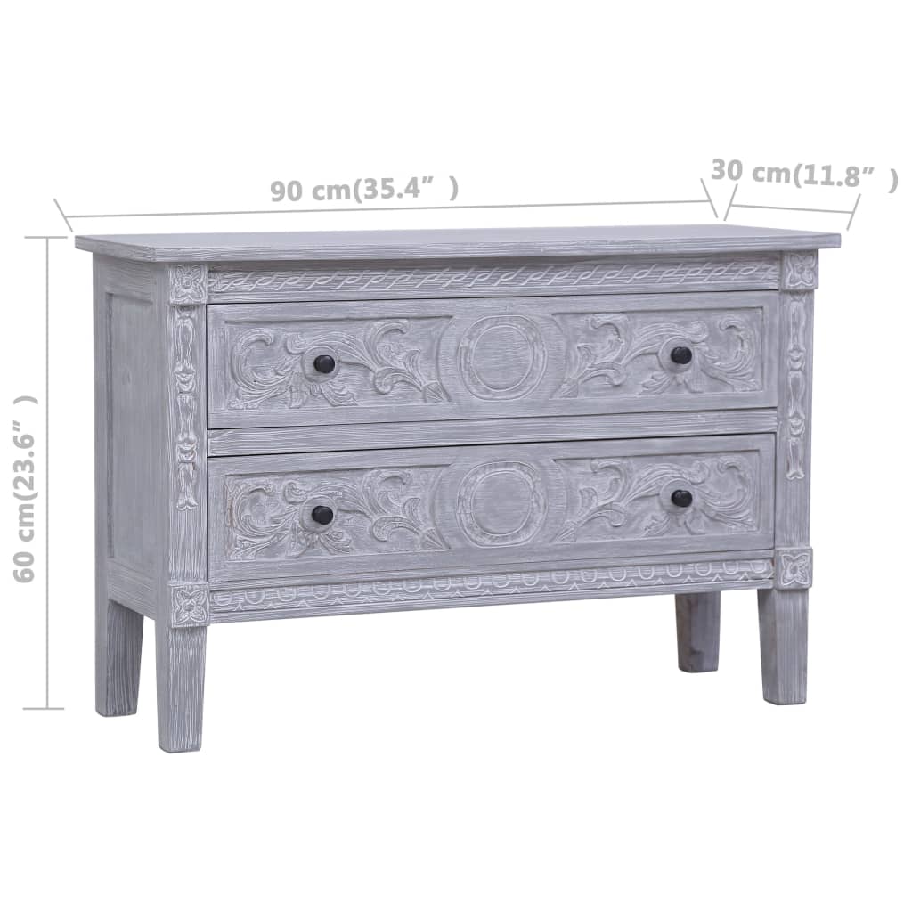 Credenza con 2 Cassetti 90x30x60 cm in Legno Massello di Mogano cod mxl 22884