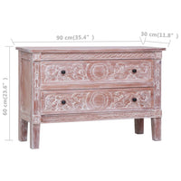 Credenza con 2 Cassetti 90x30x60 cm in Legno Massello di Mogano cod mxl 18385