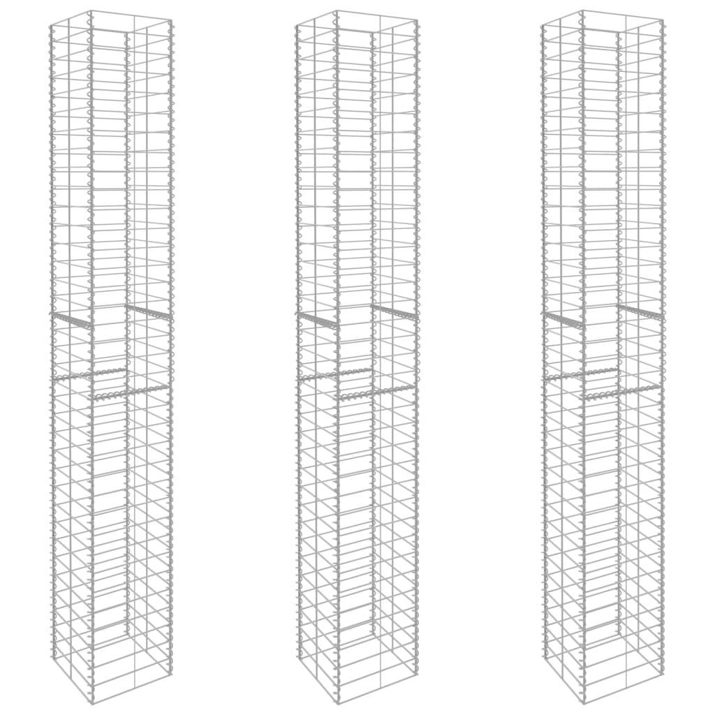 Gabbioni 3 pz in Acciaio Zincato 25x25x197 cm cod mxl 13699