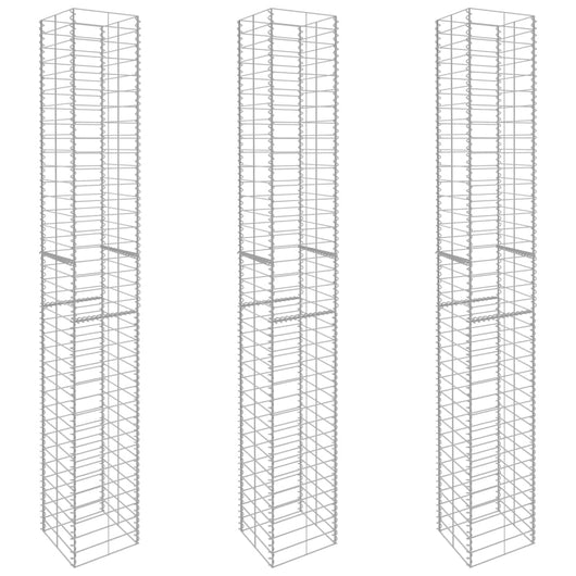 Gabbioni 3 pz in Acciaio Zincato 25x25x197 cm cod mxl 13699