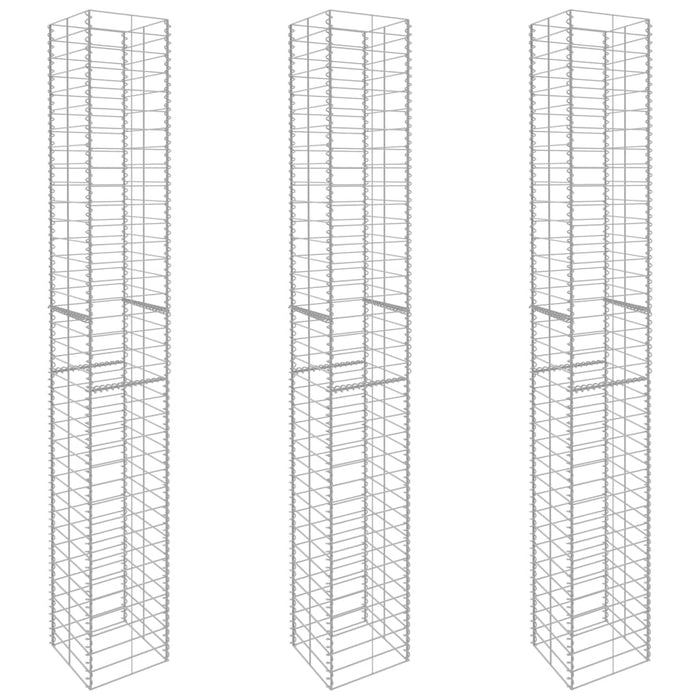 Gabbioni 3 pz in Acciaio Zincato 25x25x197 cm cod mxl 13699