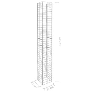 Gabbioni 3 pz in Acciaio Zincato 25x25x197 cm 145088