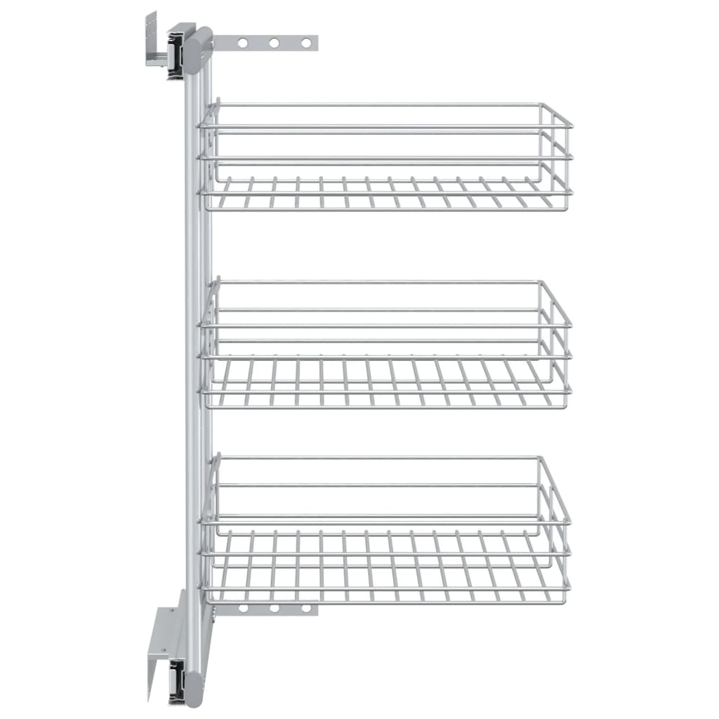 Cestino da Cucina in Rete a 3 Livelli Argento 47x35x56 cm 50970