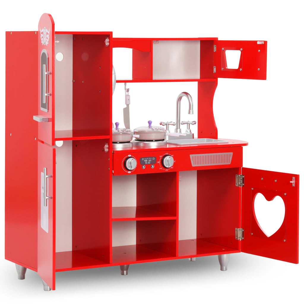 Cucina Giocattolo per Bambini in MDF 84x31x89 cm Rossa 80253