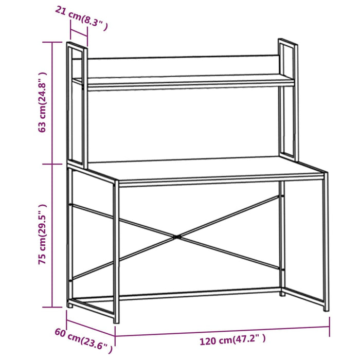 Scrivania per Computer Nera e Rovere 120x60x138 cm 20256