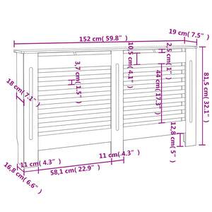 Copertura per Radiatore Bianca 152x19x81,5 cm in MDF 284321